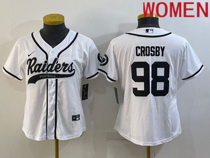 Women Oakland Raiders #98 Crosby White 2022 Nike Co branded NFL Jerseys->women nfl jersey->Women Jersey